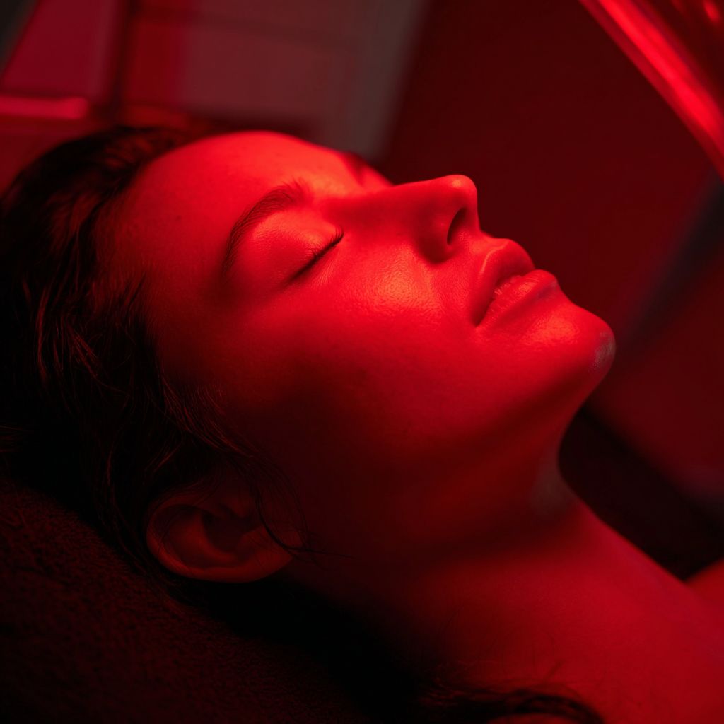lampa z czerwonym światłem