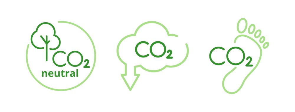 CO2 neutral emblem. Reducing carbon dioxide emissions. Carbon footprint. Vector logo on white background Ślad węglowy - kompleksowy przewodnik po obliczaniu, raportowaniu i redukcji emisji w przedsiębiorstwie